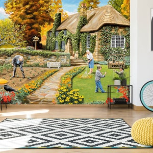 3D Herbst Garten Hinterhof A961 abnehmbare Tapete selbstklebende Tapete große Peel & Stick Wallpaper Wallpaper Wandbild Trevor Mitchell