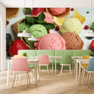 3D Sweet Ice Cream R6639 Verwijderbaar Behang Zelfklevend Behang Extra Grote Peel &Stick Wallpaper Wallpaper Mural AJ WALLPAPERS