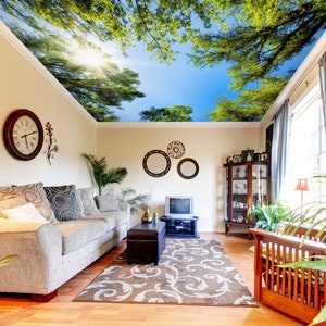 3D Nature's Green Trees CA2645 Papel tapiz de techo Papel pintado autoadhesivo extraíble Gran pelado y palo Papel tapiz Papel tapiz Mural