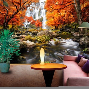 3D Herbst Wald Fälle R4395 abnehmbare Tapete selbstklebend Tapete extra groß Peel & Stick Tapete Tapete Wandbild AJ WALLPAPERS