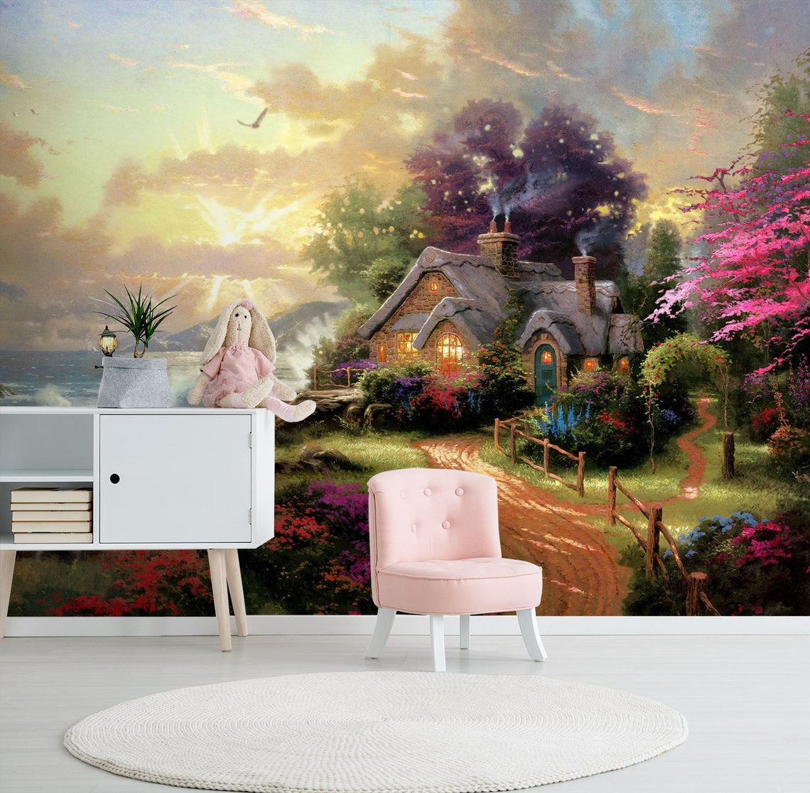 3D Fairy Tale Cottage FJF336 Removable Wallpaper Self Adhesive - Etsy