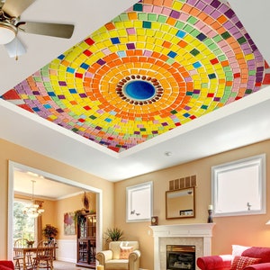 Cuadrados de colores 3D CA718 Papel tapiz de techo extraíble papel tapiz autoadhesivo grande pelado y pegado papel tapiz Papel tapiz Mural AJ WALLPAPERS