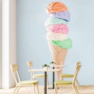 3D Sweet Colored Ice Cream R6742 Verwijderbaar Behang Zelfklevend Behang Peel &Stick Wallpaper Wallpaper Mural AJ WALLPAPERS