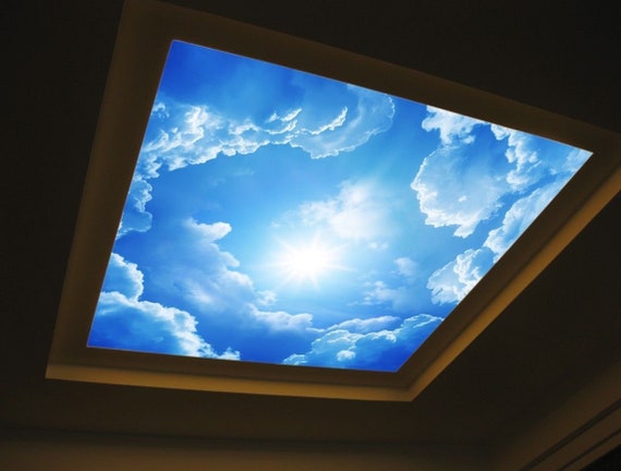 Hemelswit wolken plafond wallpaper verwisselbare | Etsy