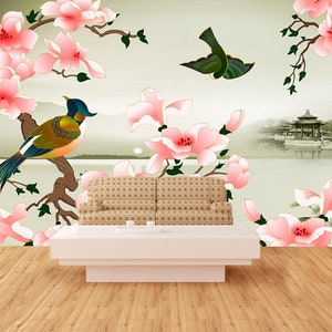 3D Blume Vogel A797 abnehmbare Tapete selbstklebende Tapete Extra große Peel & Stick Wallpaper Wallpaper Wandbild AJ WALLPAPERSS