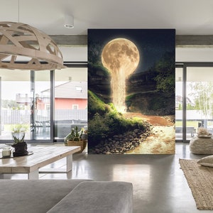 3D Romantic Moon River R4992 abnehmbare Tapete selbstklebend Tapete extra groß Peel & Stick Tapete Tapete Wandbild AJ WALLPAPERS