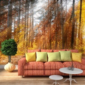 3D Sonnige Herbst Wald R4685 abnehmbare Tapete selbstklebend Tapete extra groß Peel & Stick Tapete Tapete Wandbild AJ WALLPAPERS