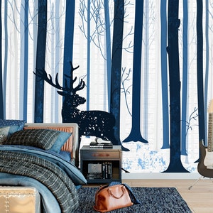 3D Dunkelblau Wald R1384 abnehmbare Tapete selbstklebend Tapete extra groß Peel & Stick Tapete Tapete Wandbild AJ WALLPAPERS