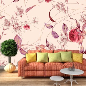 3D Romantische Pfingstrose Kunst R11527 abnehmbare Tapete selbstklebend Tapete extra groß Peel & Stick Tapete Tapete Wandbild AJ WALLPAPERS