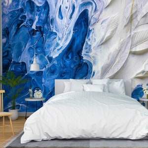 3D Artistic White Leaves L1157 Papel pintado removible Papel pintado autoadhesivo Extra grande Peel & Stick Wallpaper Mural AJ WALLPAPERS