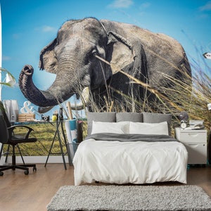 3D Elephant A1430 Fonds peint amovible Auto-adhésif Fonds d'écran Extra Large Peel - Stick Wallpaper Wallpaper Mural AJ WALLPAPER Wallpaper AJ WALLPAPER