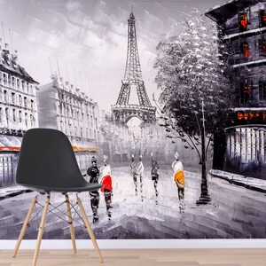 3D Winter City Paris R4222 abnehmbare Tapete selbstklebend Tapete extra groß Peel & Stick Tapete Tapete Wandbild AJ WALLPAPERS