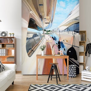 3D White Boat Transport A5042 Papel pintado extraíble Papel pintado autoadhesivo Big Peel & Stick Wallpaper Wallpaper Mural Matthew Holden Bates