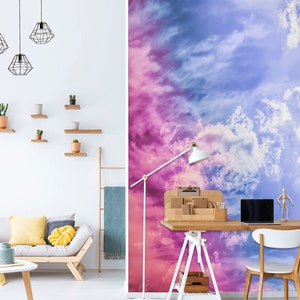 3D Light Purple Sky R6339 Fondo de pantalla extraíble Fondo de pantalla autoadhesivo Papel tapiz extra grande Peel & Stick Wallpaper Mural AJ WALLPAPERS