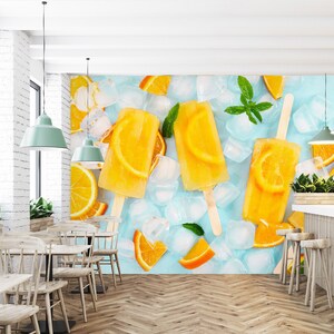 3D Sommer Orange Popsicles R6356 abnehmbare Tapete selbstklebend Tapete Peel & Stick Tapete Tapete Wandbild AJ WALLPAPERS