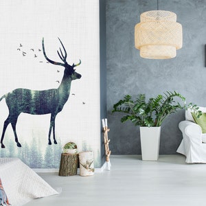 3D Magic Hirsch Wald R1495 abnehmbare Tapete selbstklebend Tapete extra groß Peel & Stick Tapete Tapete Wandbild AJ WALLPAPERS