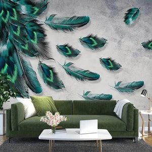 3D Penas Delicadas L2662 Papel de Parede Removível Papel de Parede Autoadesivo Extra Grande Peel & Stick Papel de Parede Mural AJ PAPÉIS DE PAREDE