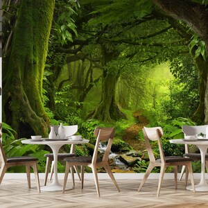 3D Tranquil Forest Path R1071 abnehmbare Tapete selbstklebende Tapete extra groß Peel & Stick Tapete Tapete Wandbild AJ WALLPAPERS