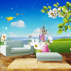 3D Papier Vliegtuig R11348 Verwijderbaar Behang Zelfklevend Behang Extra Grote Peel &Stick Wallpaper Muurschildering AJ WALLPAPERS