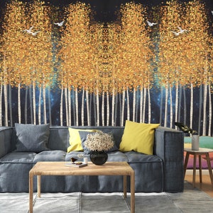3D Herbst Wald L1465 Ablösbare Tapete selbstklebende Tapete Extra große Peel & Stick Wallpaper Tapete Wandbild AJ HINTERGRUNDBILDER
