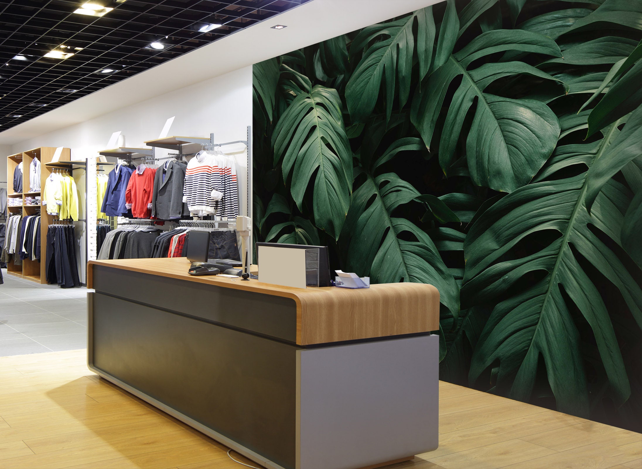 3D Green Leaves MM128 Removable Commercial Wallpaper Self Adhesive ...