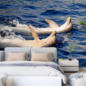 3D Tier Zwei Delfine L1211 Abnehmbare Tapete selbstklebende Tapete Extra große Peel & Stick Wallpaper Tapete Wandbild AJ HINTERGRUNDBILDER