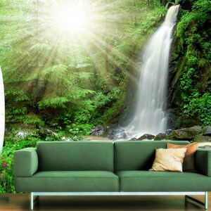3D Forest Bright Sunshine R4397 abnehmbare Tapete selbstklebend Tapete extra groß Peel & Stick Tapete Tapete Wandbild AJ WALLPAPERS