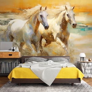 3D Tier Zwei Pferde L2604 Abnehmbare Tapete Selbstklebende Tapete Extra Großes Wandbild zum Abziehen und Aufkleben AJ WALLPAPERS