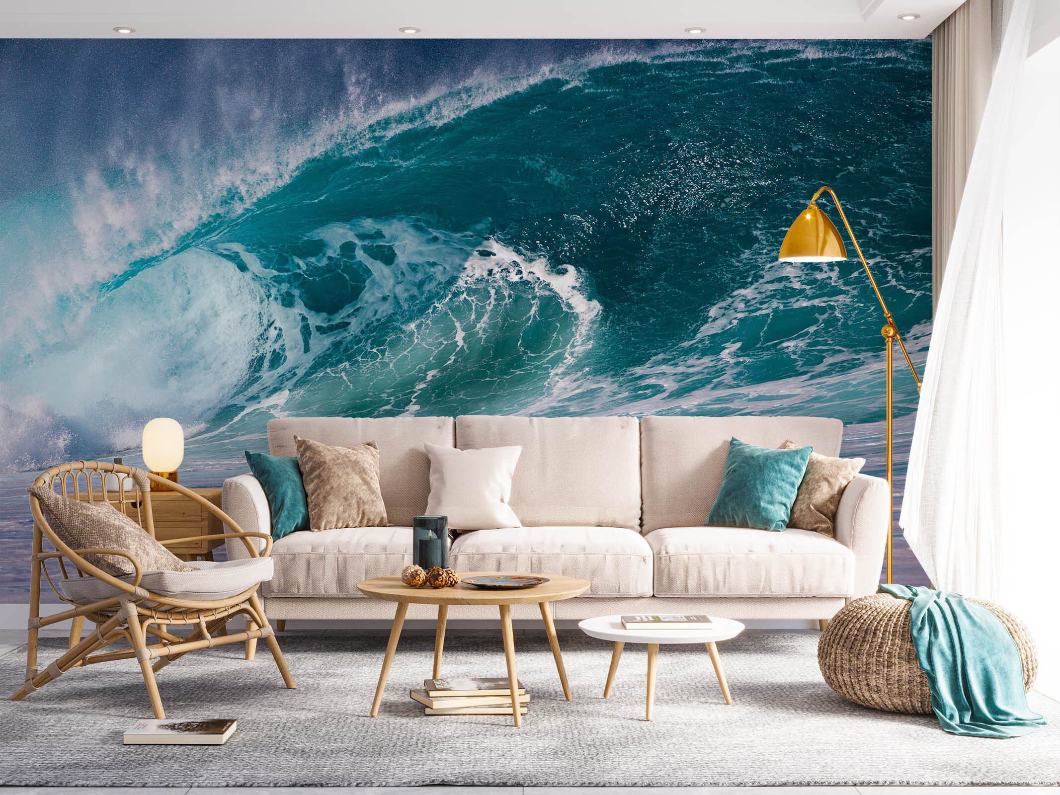 LuSeven adesivi per porte interne Sole foglie oceano 40x120cm(15.74 inches * 47.24 inches) Adesivi per