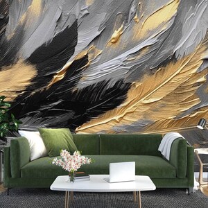 Papel de parede removível com pintura a óleo de penas 3d l2632, papel de parede autoadesivo, extra grande, casca e bastão, mural aj
