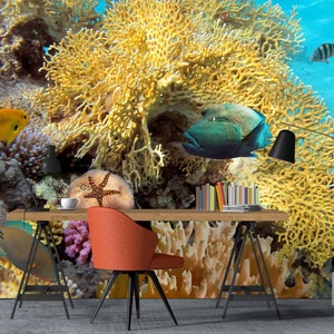 3D Zarte gelbe Korallen L1806 abnehmbare Tapete selbstklebende Tapete extra groß Peel & Stick Tapete Tapete Wandbild AJ WALLPAPERS