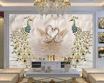 Buy 3D Peacock With Swan E69 Removable Wallpaper Self Adhesive Online in India - Etsy Buy 3D Peacock With Swan E69 Removable Wallpaper Self Adhesive Online in India - Etsy