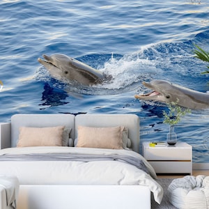 3D Tier Baby Delfin L1210 Abnehmbare Tapete selbstklebende Tapete Extra große Peel & Stick Wallpaper Wallpaper Wandbild AJ HINTERGRUNDBILDER