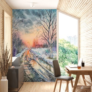 3D Sunset Painting L1443 Papel pintado removible Papel pintado autoadhesivo Extra grande Peel & Stick Wallpaper Mural AJ WALLPAPERS