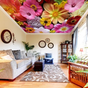 3D Mooie Bloemen CA2746 Plafond Behang Verwijderbare Zelfklevende Behang Grote Peel & Stick Behang Muurschildering AJ WALLPAPERS