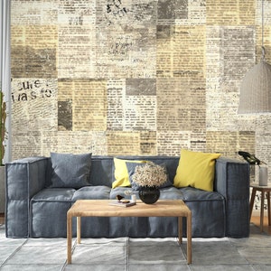 3D Retro Estilo Jornal L2541 Papel de Parede Removível Papel de Parede Autoadesivo Extra Grande Peel & Stick Papel de Parede Mural AJ PAPÉIS DE PAREDE