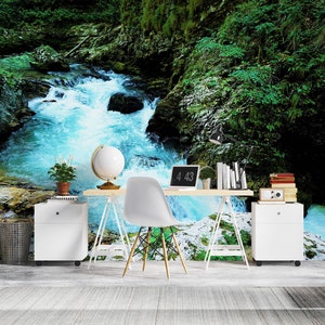3D Serene Blue Creek R6534 abnehmbare Tapete selbstklebend Tapete extra groß Peel & Stick Tapete Tapete Wandbild AJ WALLPAPERS