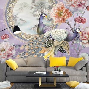 3D Animal Peacock L2455 Papel pintado removible Papel pintado autoadhesivo Extra grande Peel & Stick Wallpaper Mural AJ WALLPAPERS