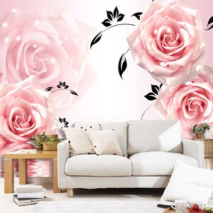 3D rosas rosas claras R11545 papel tapiz extraíble papel tapiz autoadhesivo papel tapiz extra grande Peel & Stick papel tapiz papel tapiz mural AJ WALLPAPERS