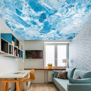 3D Frío Luz Azul CA1330 Papel tapiz de techo Extraíble Autoadhesivo Papel pintado Grande Peel & Stick Papel tapiz Papel tapiz Mural AJ WALLPAPERS
