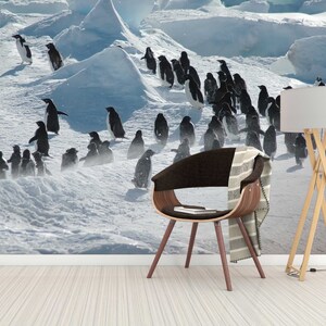 3D Snowy Mountain Penguin A1386 Fonds peint amovible Auto-adhésif Fonds d'écran Extra Large Peel - Stick Wallpaper Wallpaper Mural AJ WALLPAPER AJ WALLPAPER