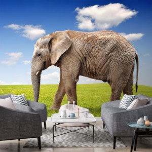 3D Elephant A1413 Fonds peint amovible Auto-adhésif Fonds d'écran Extra Large Peel - Stick Wallpaper Wallpaper Mural AJ WALLPAPER Wallpaper AJ WALLPAPER