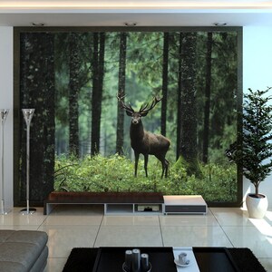 3D Wald Tier Elch R5090 abnehmbare Tapete selbstklebend Tapete extra groß Peel & Stick Tapete Tapete Wandbild AJ WALLPAPERS