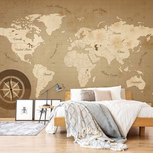 3D Noble World Map L1041 Papel tapiz extraíble Papel pintado autoadhesivo Extra grande Peel & Stick Papel tapiz Papel tapiz Mural AJ FONDOS DE PANTALLA