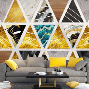 3D Dreieckige Marmor L2377 Entfernbare Tapete Selbstklebende Tapete Extra Großes Wandbild zum Abziehen und Aufkleben AJ WALLPAPERS