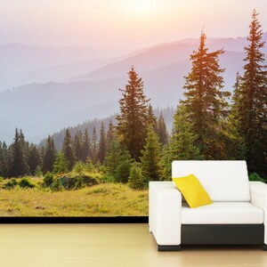 3D Mountain Pine Forest R5140 abnehmbare Tapete selbstklebend Tapete extra groß Peel & Stick Tapete Tapete Wandbild AJ WALLPAPERS