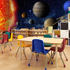 3D Sun Universe RR35 abnehmbare kommerzielle Tapete selbstklebende Händler Geschäft Wallpaper Extra große Peel & Stick AJ WALLPAPERS