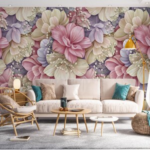 Papel de parede 3d encantador com flores l2549, papel de parede removível autoadesivo, extra grande, casca e bastão, mural aj