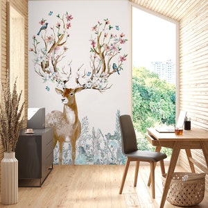 3D Animal Deer Painting L1560 Papel pintado removible Papel pintado autoadhesivo Extra grande Peel & Stick Wallpaper Mural AJ WALLPAPERS
