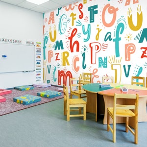 3D bunte Alphabet MM124 abnehmbare kommerzielle Tapete selbstklebende Händler Business Wallpaper Extra große Peel & Stick AJ WALLPAPERS